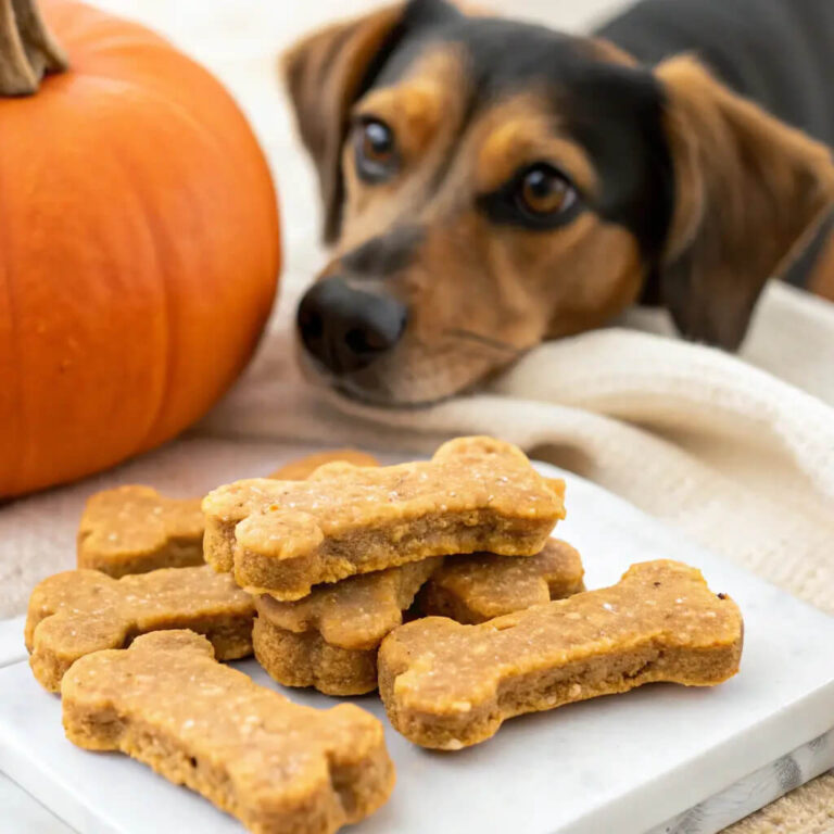 Three Ingredient Pumpkin Oat Peanut Butter Dog Treats